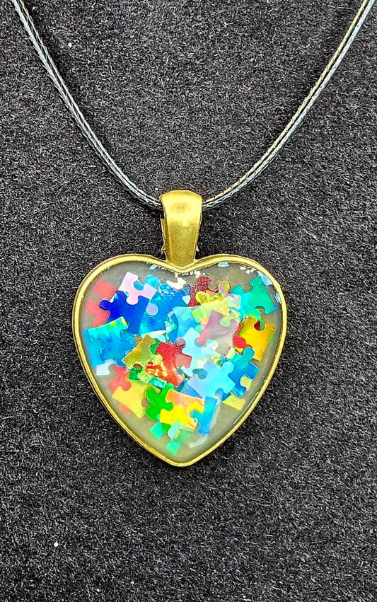 Autism heart necklace